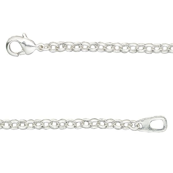 Chain 1pkg1 silver-plated rolo, 3mm / lobster claw clasp, brass 20 inch image number 0