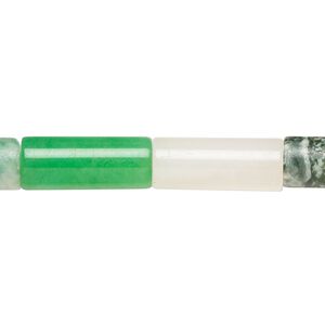 Multi-gemstone / glass 1pkg1, round tube bead 15 inch 17x7mm-19x8mm