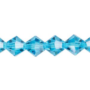 Bead 1pk transparent turquoise blue, Celestial Crystal&reg; 10mm bicone 8 inch
