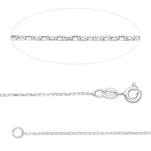 Chain 1pkg1 sterling silver cable, 1mm / springring clasp, Gossamer&trade; 24 inch