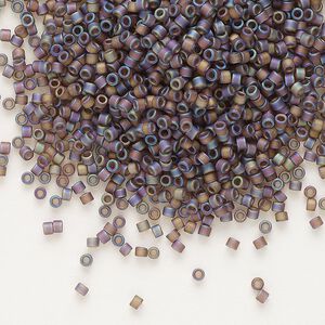 Seed bead, Delica&reg;, glass, pkg/50g, #11 round, translucent matte rainbow brown (DB-0865).