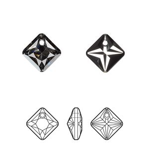 Drop 48pk crystal silver night, Swarovski&reg; 11.5mm pendant princess cut 6431