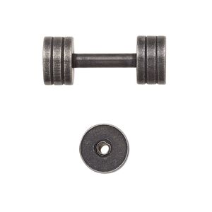 Bead 1pkg1 stainless steel, 25x10mm dumbbell, black