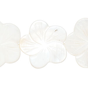 Mother-of-pearl shell 1pkg1, carved flower bead 15 inch white 23x22mm-25x24mm