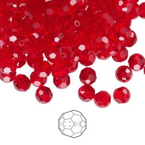Bead 144pk light Siam, Preciosa Czech crystal 5mm round