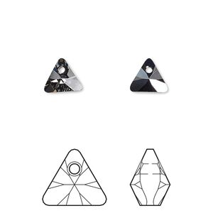 Drop 24pk crystal silver night, Crystal Passions&reg; 8mm pendant mini triangle 6628