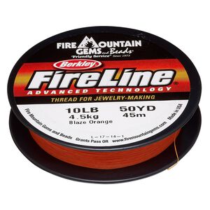 Thread, Berkley&reg; FireLine&reg;, gel-spun polyethylene, blaze orange, 0.2mm diameter, 10-pound test. Sold per 50-yard spool.