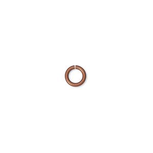 Jump ring 1pkg100 copper-plated, 6mm round, 18 gauge / 4.2mm inside diameter / brass / antique