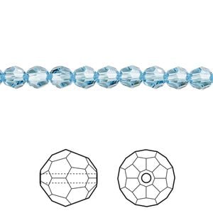 Bead 12pk aquamarine, Crystal Passions&reg; 5mm round 5000