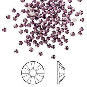 Flat back 1440pk amethyst foil back, Swarovski&reg; 2.1-2.3mm rose round SS7 2058