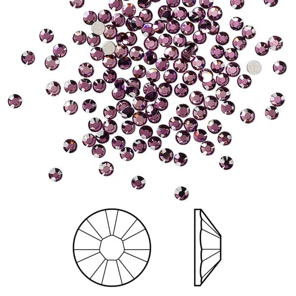Flat back 1440pk amethyst foil back, Swarovski&reg; 2.1-2.3mm rose round SS7 2058 image number 0
