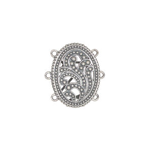 Link 1pkg1, antiqued sterling silver, 19x13mm 3-strand domed oval.