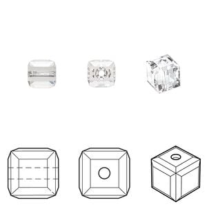 Bead 48pk crystal, Crystal Passions&reg; 6mm cube 5601