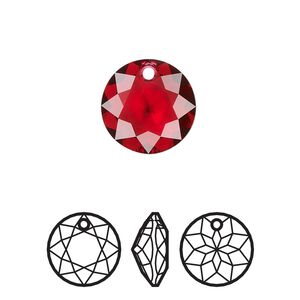 Drop 24pk scarlet, Swarovski&reg; 14mm pendant classic cut 6430