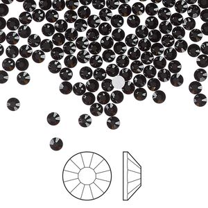 Flat back 144pk jet foil back, Preciosa Viva 12&reg; Czech crystal rhinestone 2.7-2.9mm chaton rose round SS10
