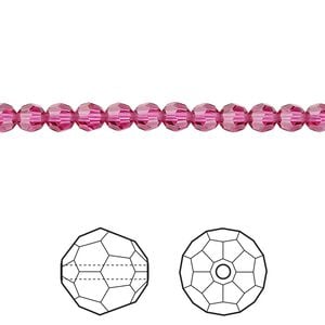 Bead 144pk fuchsia, Crystal Passions&reg; 4mm round 5000