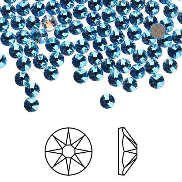 Flat back 1440pk light sapphire shimmer foil back, Swarovski&reg; 3-3.2mm rose round SS12 2088 image number 0
