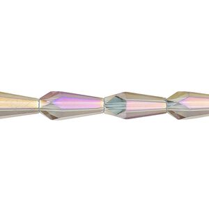 Bead, glass, crystal vitrail, 14x6mm faceted teardrop. Sold per 15-1/2 to 16-inch strand.
