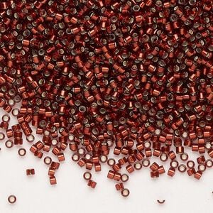 Seed bead, Delica&reg;, glass, pkg/7.5g, #11 round, opaque silver-lined dark cranberry (DB-1202).