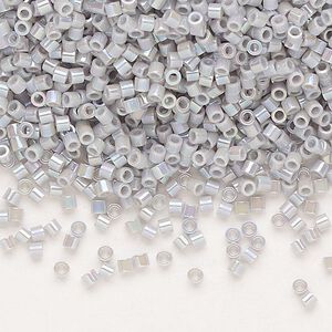Seed bead, Delica&reg;, glass, pkg/250g, #15 round, opaque rainbow ghost grey (DBS-1579).