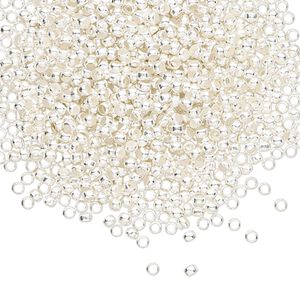 Crimp 1pkg1000 silver-finished, 1.9x1.6mm round / 1.25mm inside diameter, brass