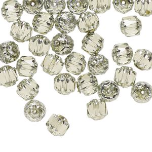 Czech pressed glass 1pkg60, cathedral bead dipped d&eacute;cor translucent metallic mint 6mm