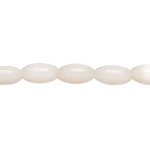 Bead, fiber optic glass, pkg/14 inch, opaque pale pink, 11x6mm center-drilled oval.