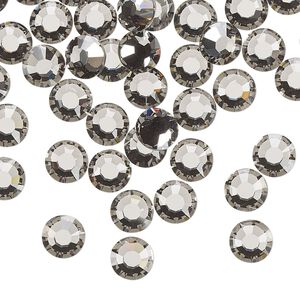 Flat back, Dance With Me&trade; crystal rhinestone, black diamond, foil back, 6.32-6.5mm rose, SS30. Sold per pkg of 48.