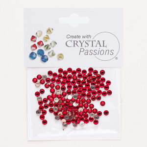 Flat back 1pkg144 light Siam foil back, Crystal Passions&reg; rhinestone 3.00-3.12mm hotfix round SS12
