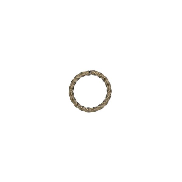 Jump ring 1pkg1000 gold-plated, 10mm twisted round, 16 gauge / 7.7mm inside diameter / brass / antique image number 0