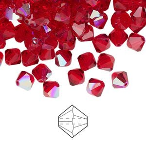 Bead 144pk light Siam glitter, Preciosa Czech crystal 6mm bicone