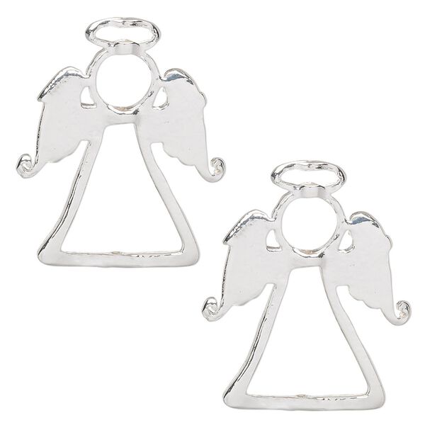 Bead frame 1pkg2 silver-finished "pewter", 28x23.5mm angel / halo / fits up to 1mm / 6mm / 9mm bead image number 0