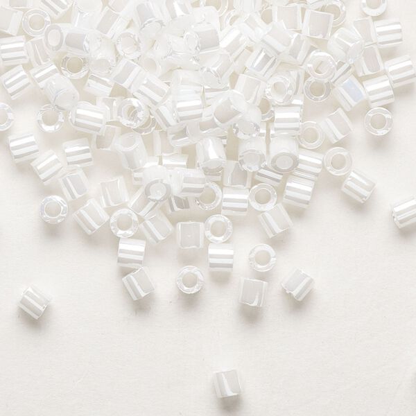 Seed bead, Delica&reg;, glass, pkg/7.5g, #8 round, opaque luster white pearl (DBL-0201). image number 0