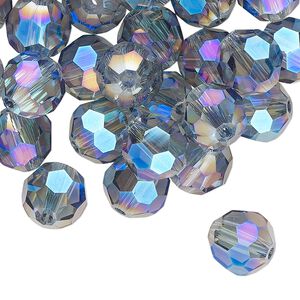 Bead 48pk crystal blue shadow, Celestial Crystal&reg; 10mm round