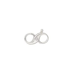 Clasp lobster claw 1pkg1 sterling silver, 16x9mm infinity, steel 1-strand