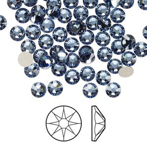 Flat back 1440pk denim blue foil back, Swarovski&reg; 4.6-4.8mm rose round SS20 2088