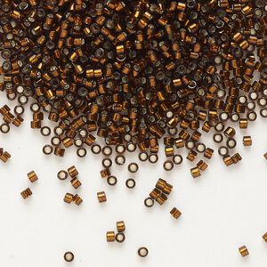 Seed bead, Delica&reg; 1pkg7.5g glass, #11 round, transparent silver-lined dark topaz / outside dyed (DB-0612)