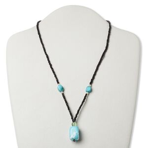 Multi-gemstone / glass / "pewter" (zinc-based alloy) 1pkg1, silver-finished / antique gold-finished tumbled nugget necklace 17 inch / lobster claw clasp / large