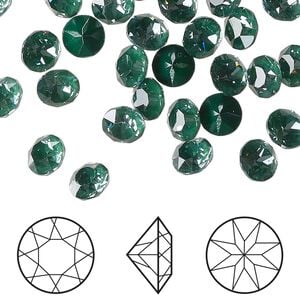 Chaton 12pk crystal pine green ignite LacquerPRO, Crystal Passions&reg; 6.14-6.32mm round SS29 1088