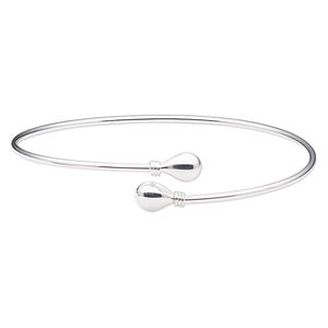 Bracelet, cuff, Create Compliments&reg;, sterling silver, 2mm wide with 9x7mm teardrop, 8-inch adjustable. Sold individually.