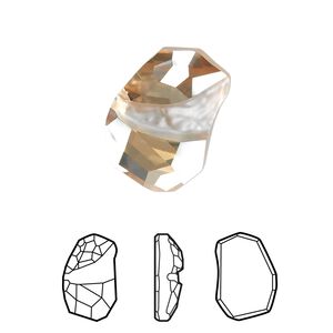 Fancy stone 1pk crystal golden shadow foil back, Crystal Passions&reg; 19x13mm flat divine rock 4787
