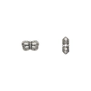 Bead 1pkg50 silver-plated "pewter", 8x5mm butterfly, antique