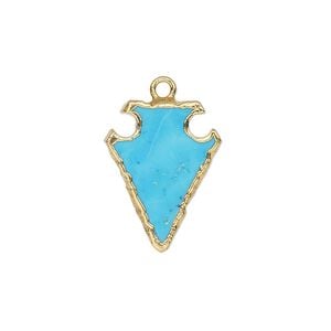 Drop 1pkg1, gold-finished electroplated sterling silver and magnesite, 20x15mm hand-cut arrowhead