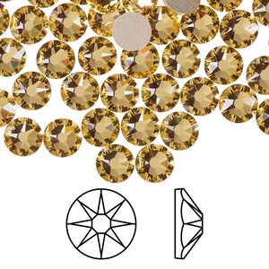 Flat back 1pkg288 dark jonquil foil back, Swarovski&reg; ReCreated&trade; 6.32-6.5mm rose round SS30 2088