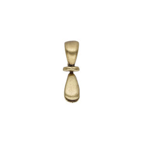 Bail, JBB Findings, ice-pick, antique brass-plated pewter (tin-based alloy), 18x5mm double-sided teardrop with swivel, 5mm grip length. Sold individually.