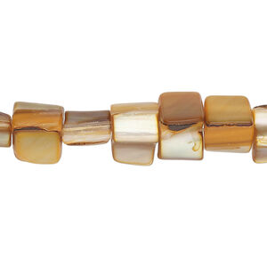 Mother-of-pearl shell 1pkg1, triangle tube bead 14 inch golden orange 7x6mm-13x9mm