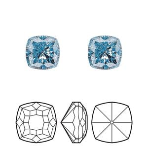 Fancy stone 2pk aquamarine foil back, Crystal Passions&reg; 10mm magical square 4460