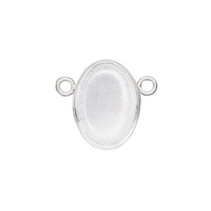 Connector, Almost Instant Jewelry&reg;, fine silver, 19x14mm closed-back oval with 18x13mm oval bezel setting. Sold individually.