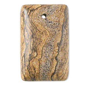 Picture jasper 1pkg1, hand-cut flat back domed rectangle focal natural 40x25mm