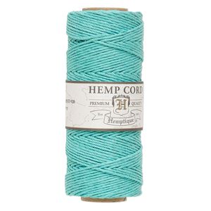 Cord, Hemptique&reg;, polished hemp, teal green, 1mm diameter, 20-pound test. Sold per 205-foot spool.